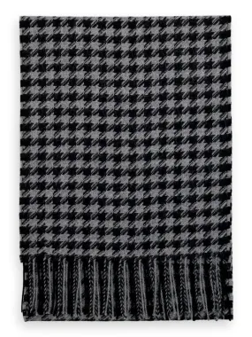 100% Baby Alpaca Scarf - Houndstooth - Black/Charcoal