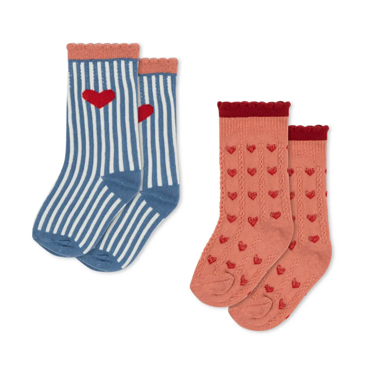 2 Pack Jacquard Socks in Heart Mix by Konges Slojd