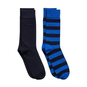 2 Pack Socks - Barstripe & Solid - Oak | Blue