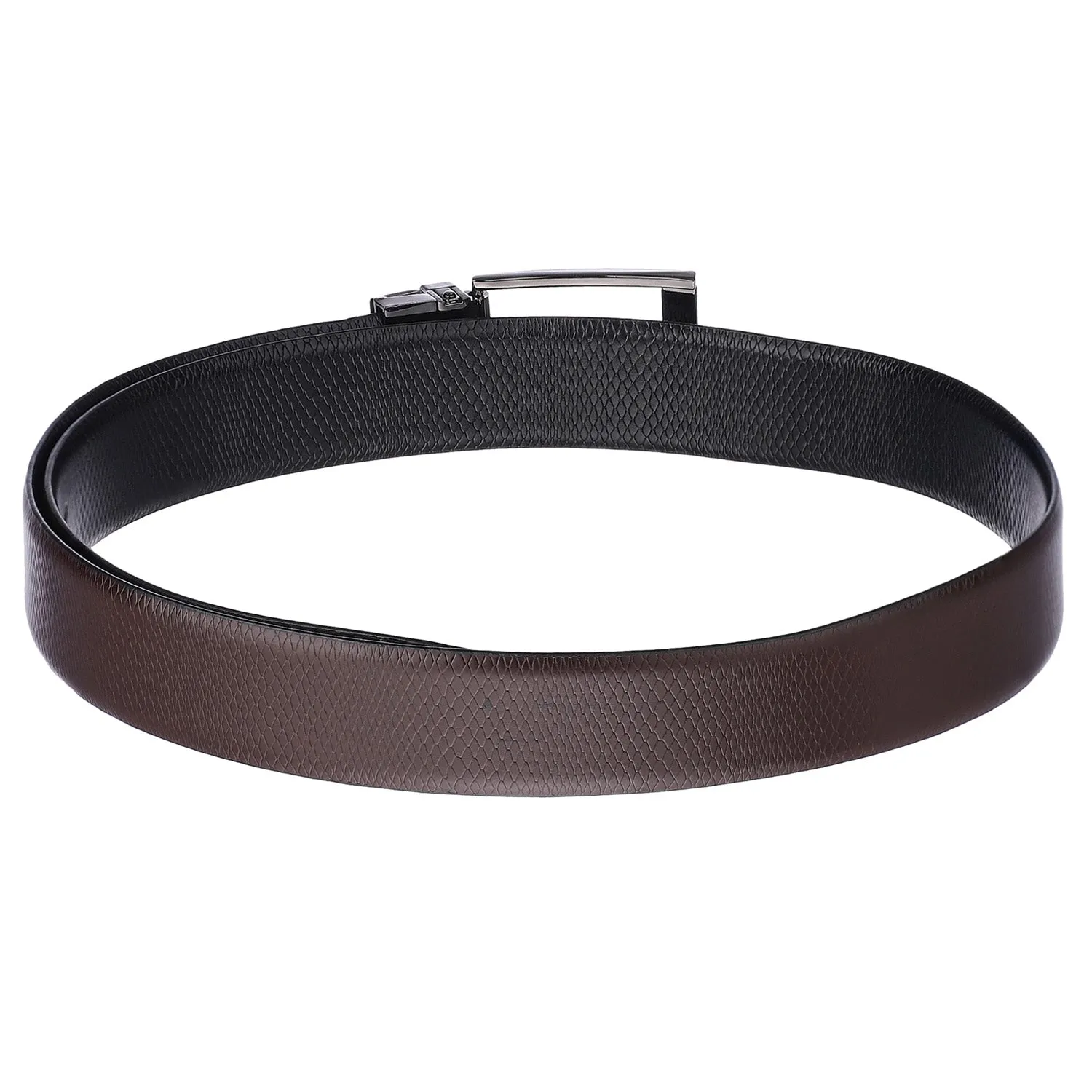 4265 Black & Brown Reversible Textured Leather Belt for Men