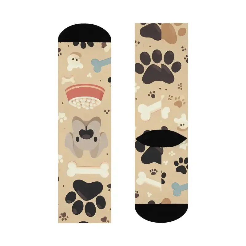 Adorable Paw Prints Cushioned Crew Socks - Cozy Style for Feet!