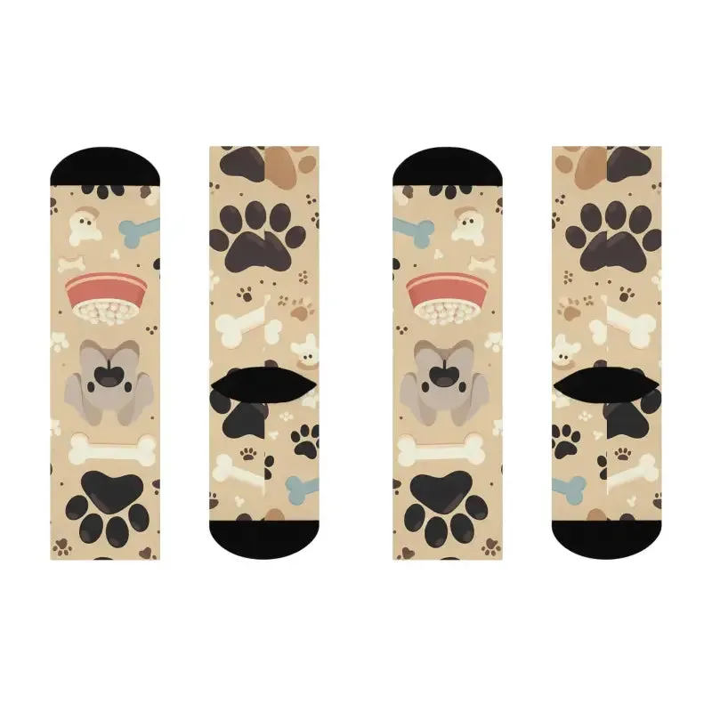 Adorable Paw Prints Cushioned Crew Socks - Cozy Style for Feet!