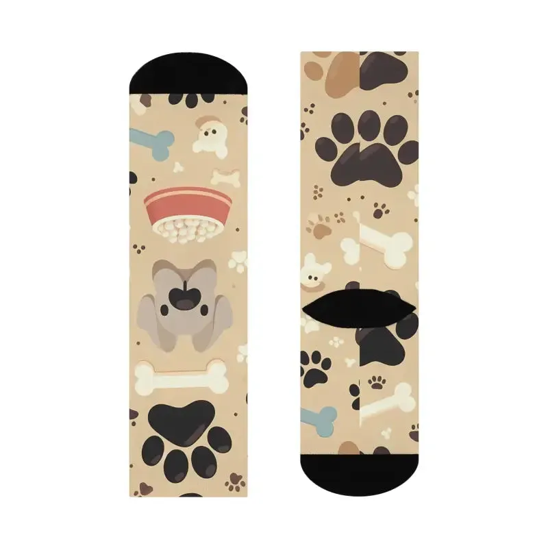 Adorable Paw Prints Cushioned Crew Socks - Cozy Style for Feet!