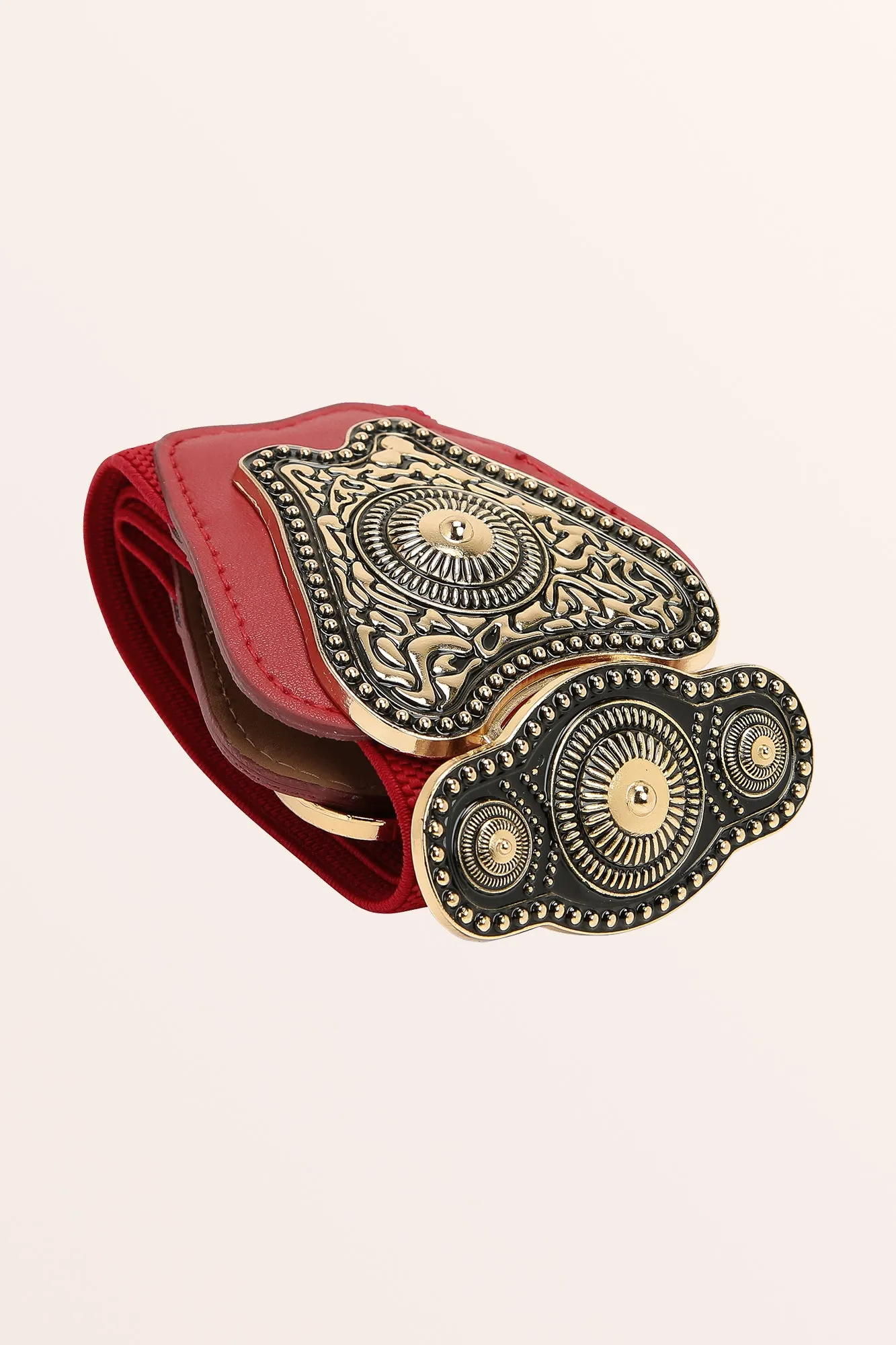 Antique Buckle Belt - Red