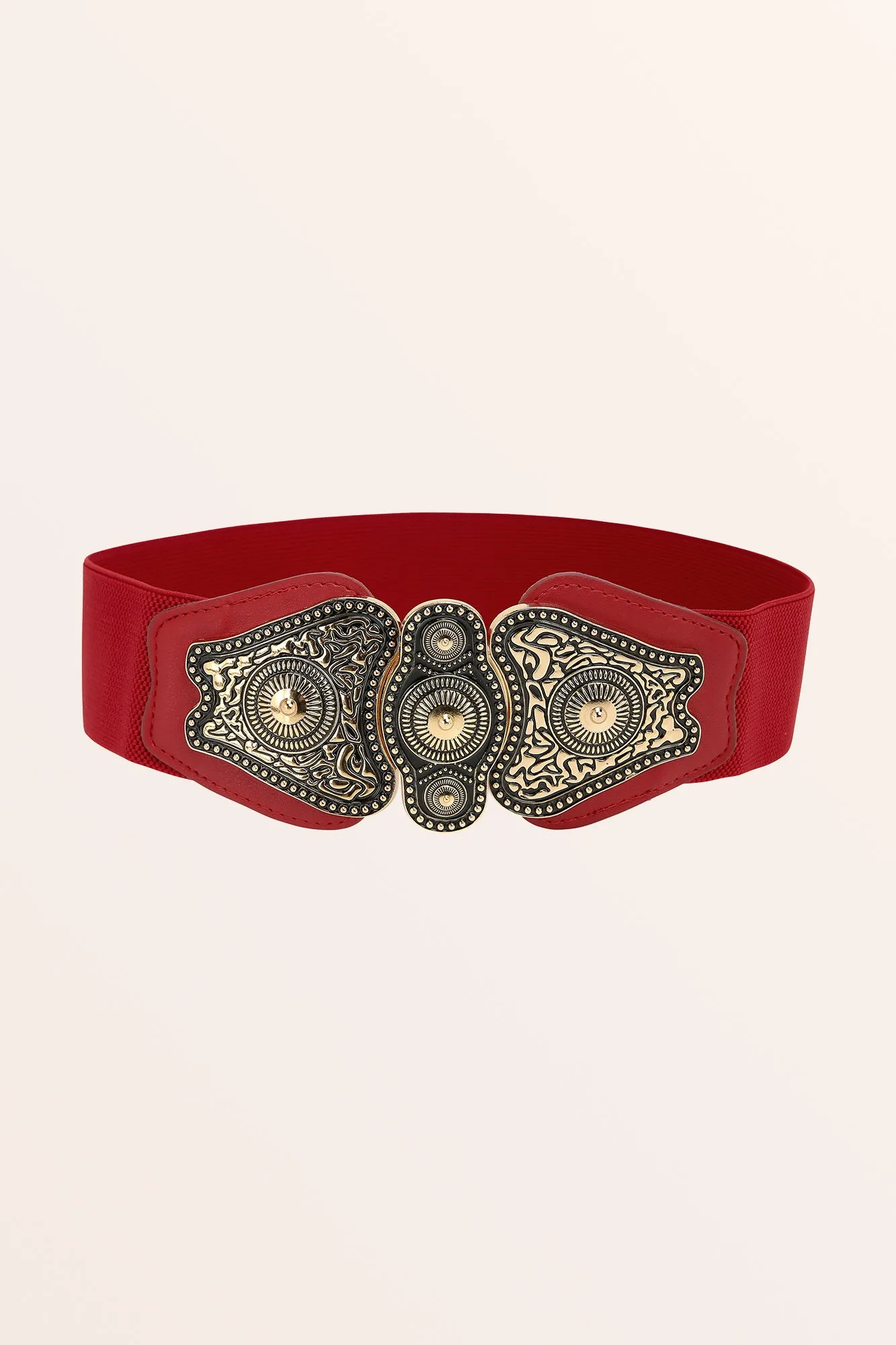 Antique Buckle Belt - Red