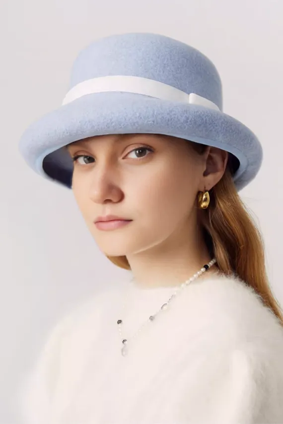 Audrey Hepburn Style 100 Wool Bow Cloche Hat