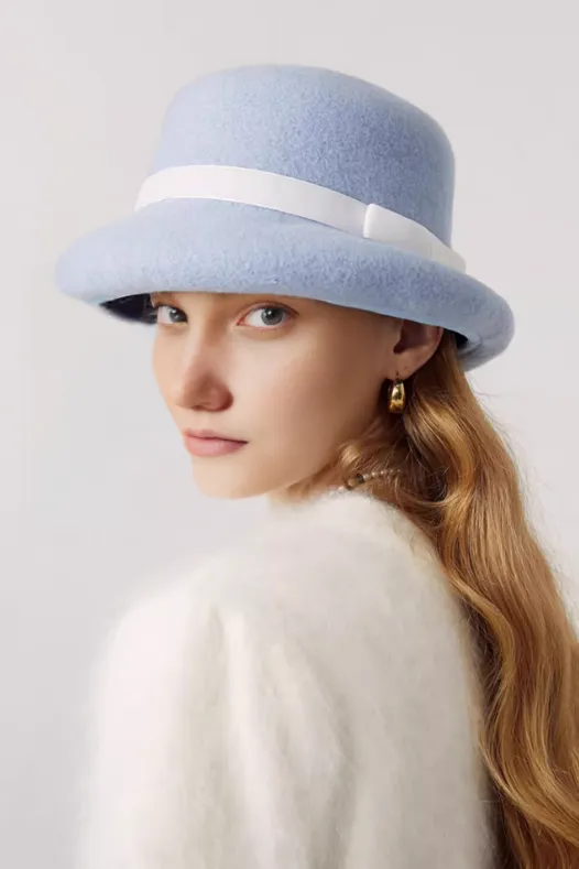 Audrey Hepburn Style 100 Wool Bow Cloche Hat