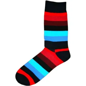 Bassin and Brown Striped Socks - Red/Black/Turquoise