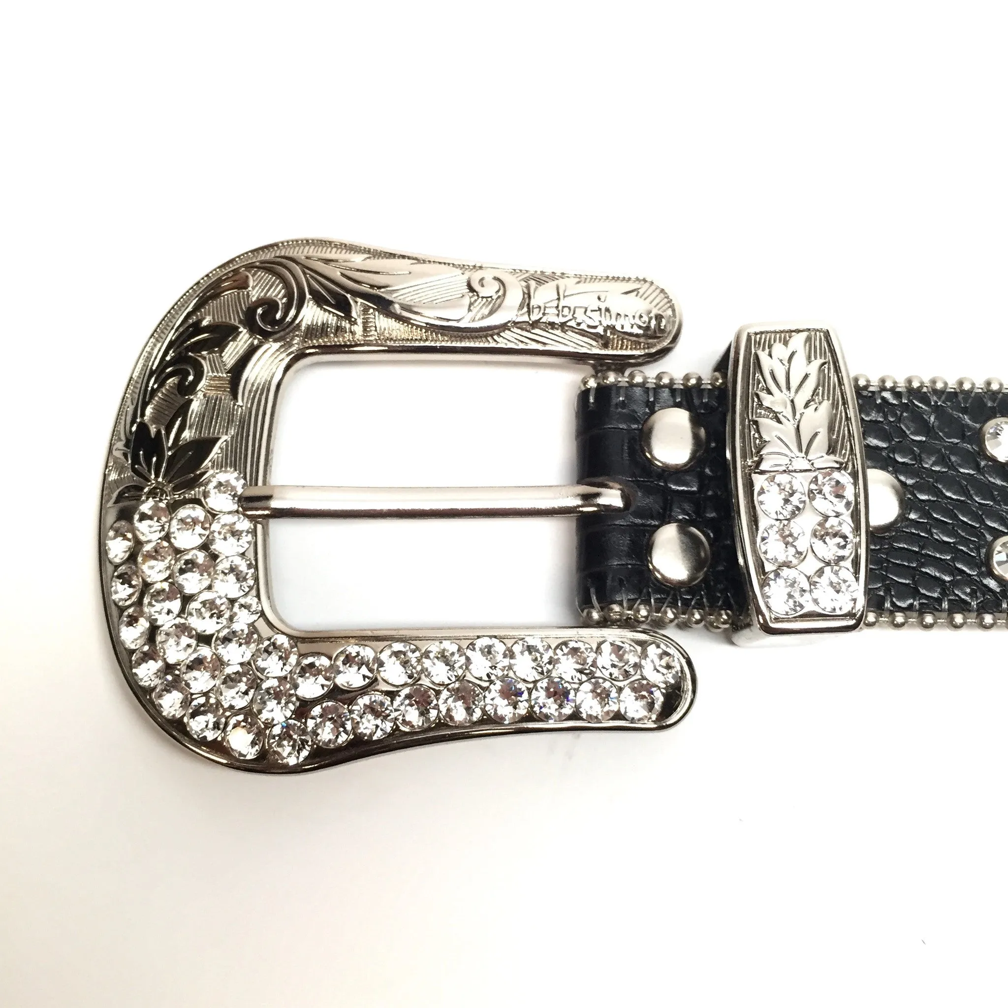 b.b. Simon Skull 2-Row Crystal Belt