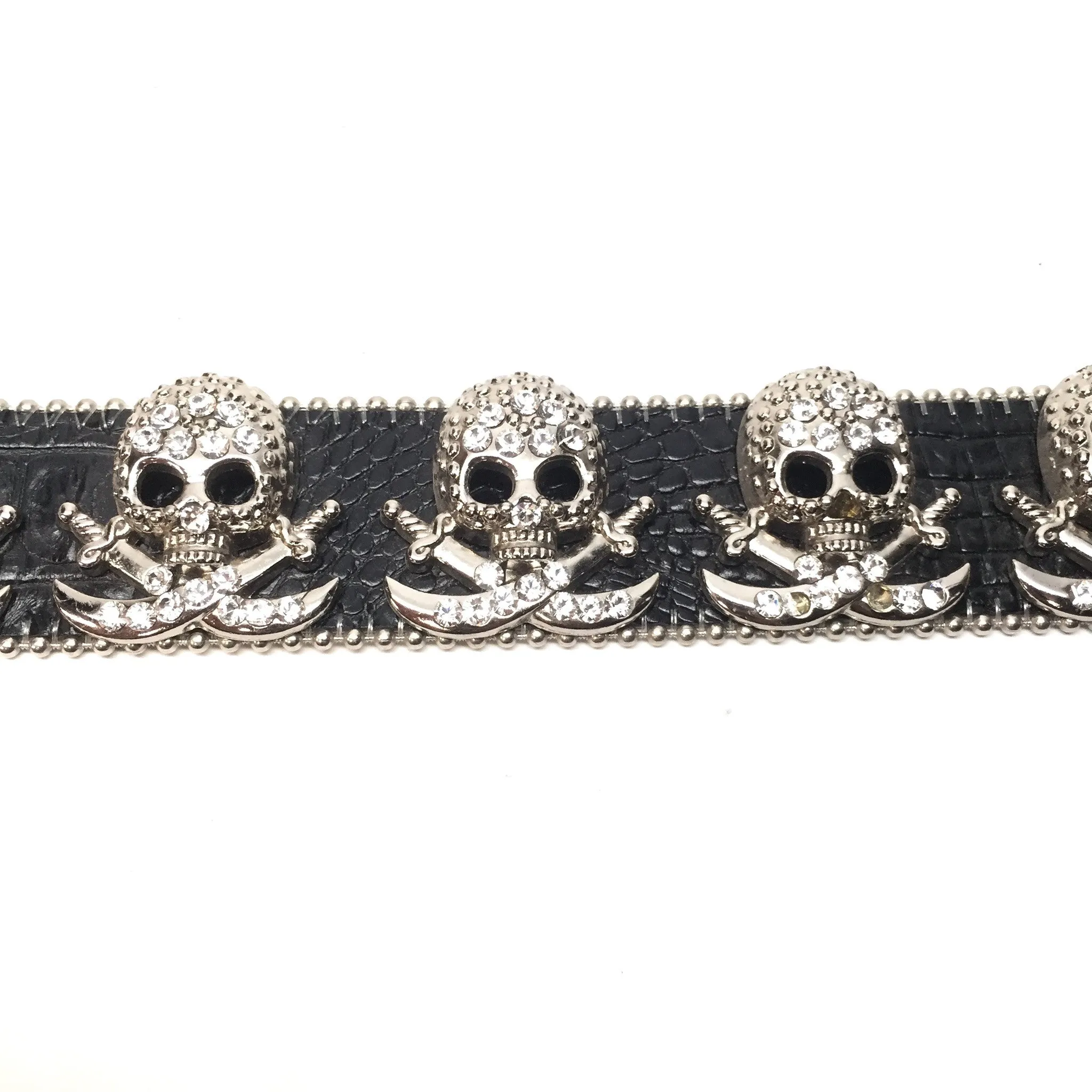 b.b. Simon Skull 2-Row Crystal Belt