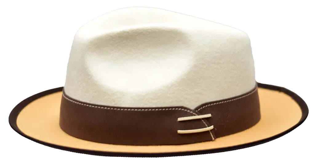 Bone/Camel/Brown Bruno Capelo Outcast Collection Wool Felt Fedora Men's Hat