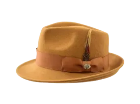 Bruno Capelo Camel Men's Wool Hat Hudson Lite Felt Fedora Hat