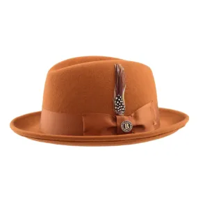 Bruno Capelo Cognac Men's Wool Hat Hudson Lite Felt Fedora Hat