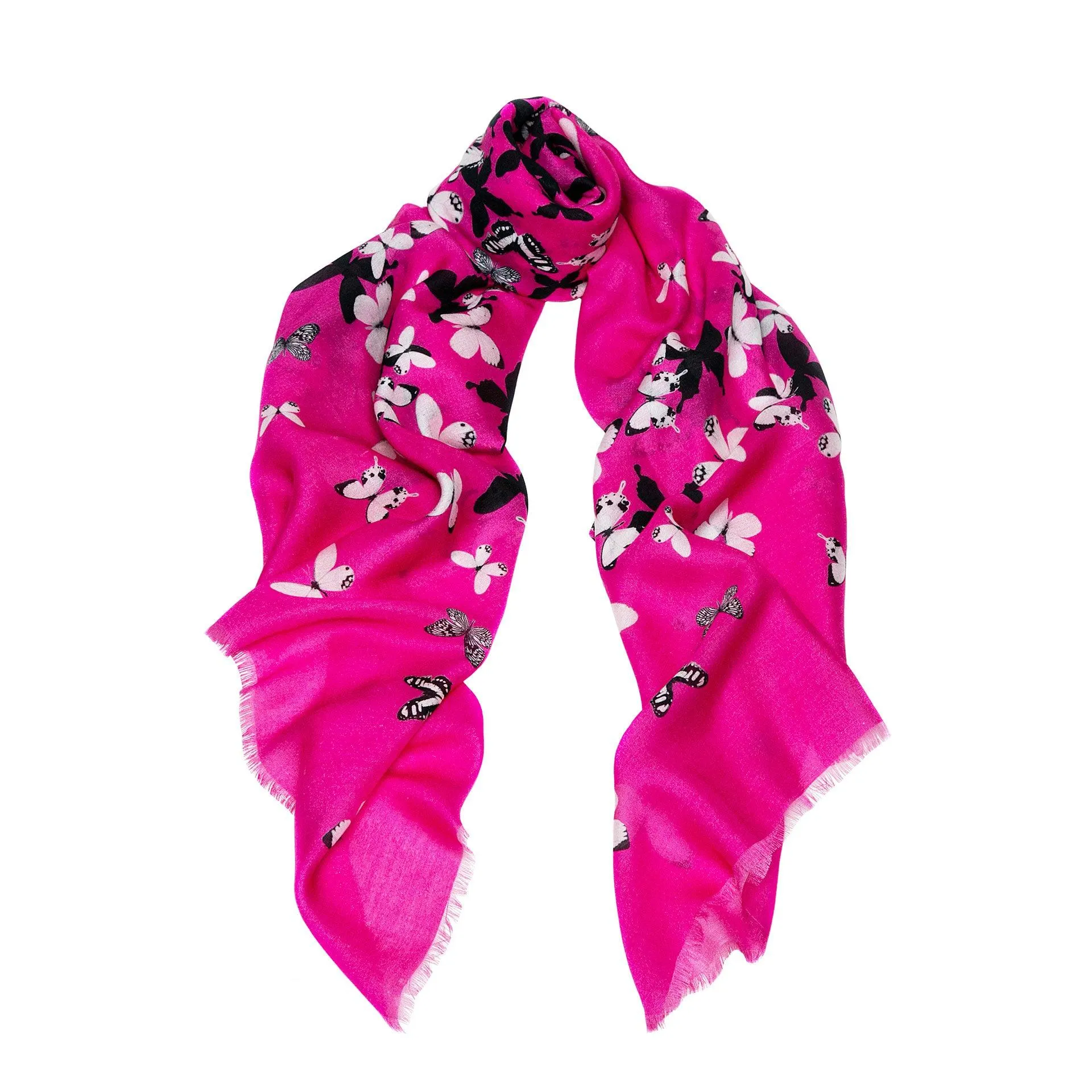 Butterflies Scarf Fuchsia Pink