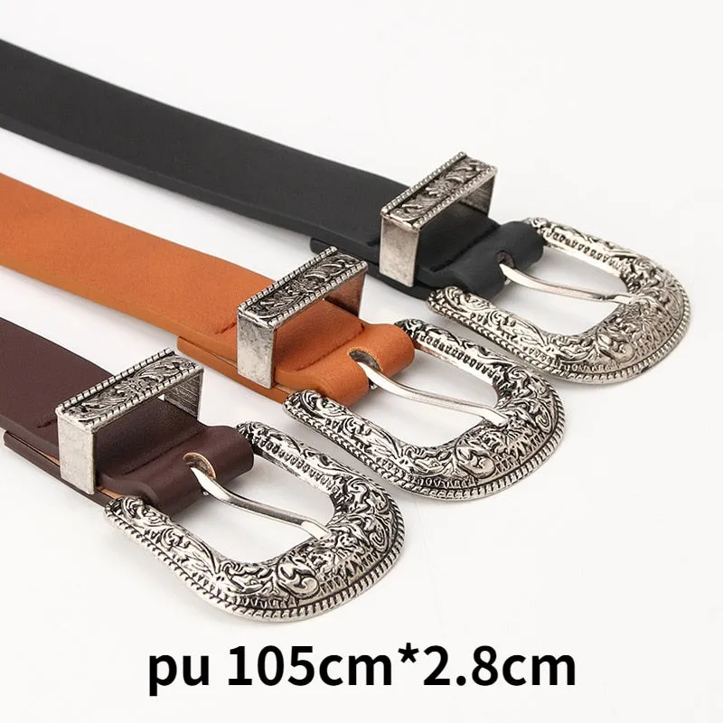 Carve Pu Pin Buckle Belt