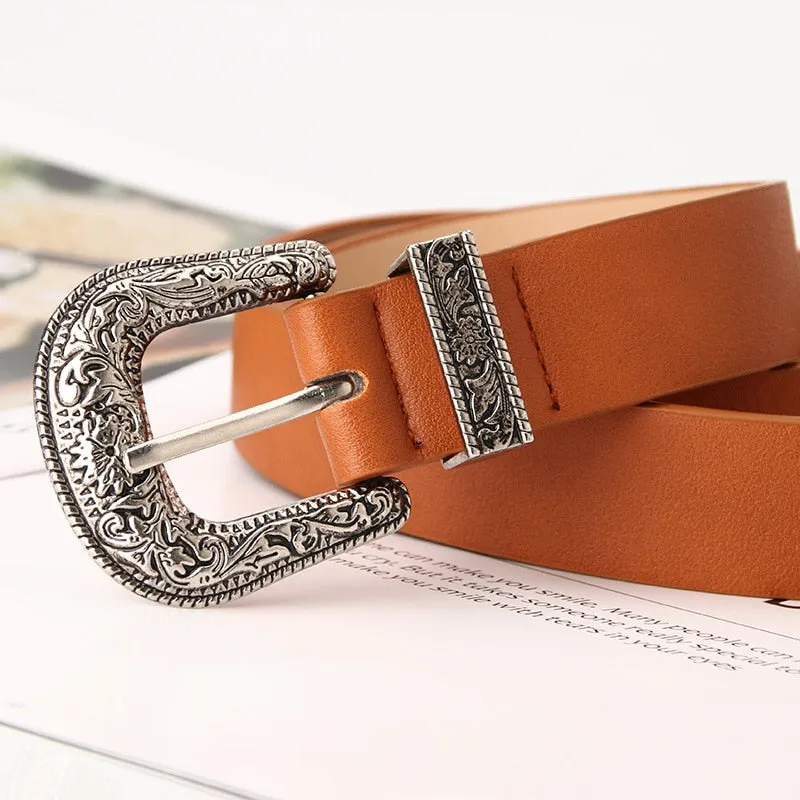 Carve Pu Pin Buckle Belt