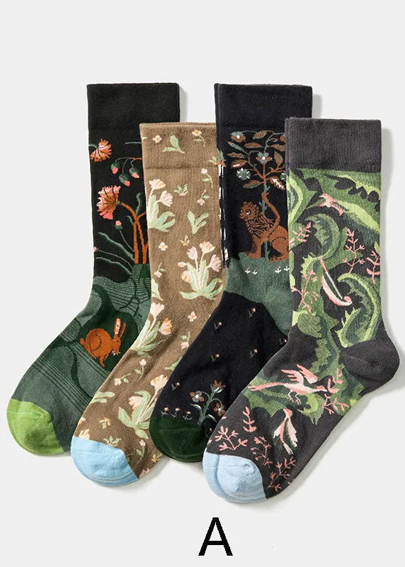 Classy Fashion pattern Jacquard Cotton Crew Socks