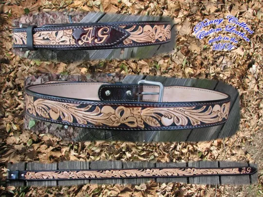 Custom leather belts, Tooled leather belts, Western Belts