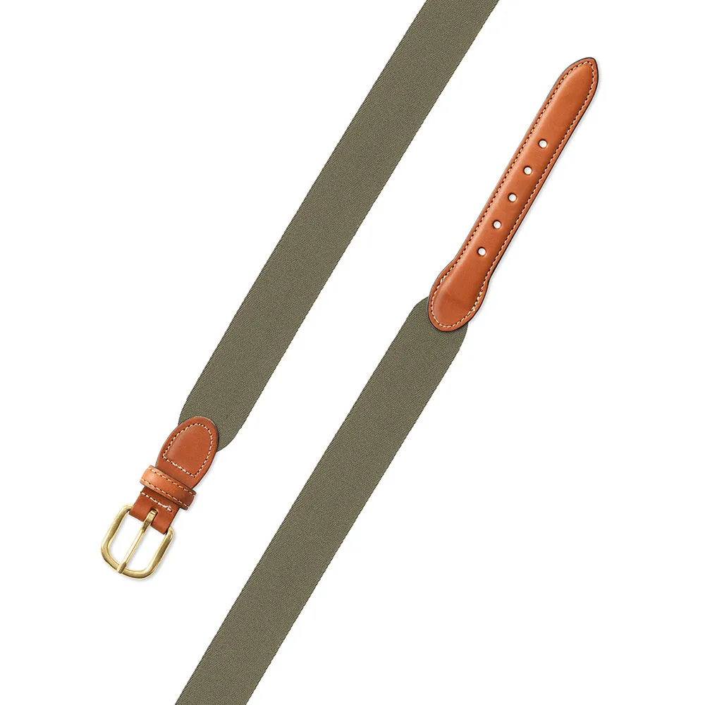 Dark Khaki Wide Belgian Surcingle Leather Tab Belt