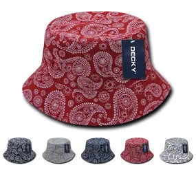 Decky 459 - Relaxed Paisley Bucket Hat, Bandana Pattern Bucket Cap - CASE Pricing