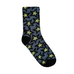 Embossed Stars (Black) Women's Crew Sock