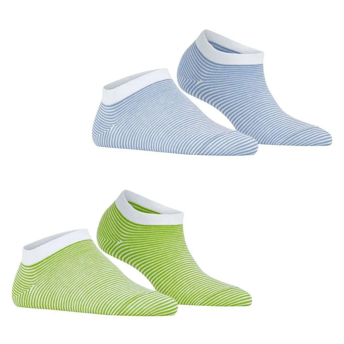 Esprit Allover Stripe 2 Pack Sneaker Socks - Green/Blue