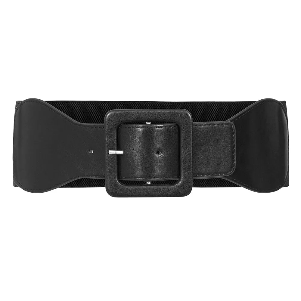 Faux Leather Stretch Belt by Banned Apparel in Black