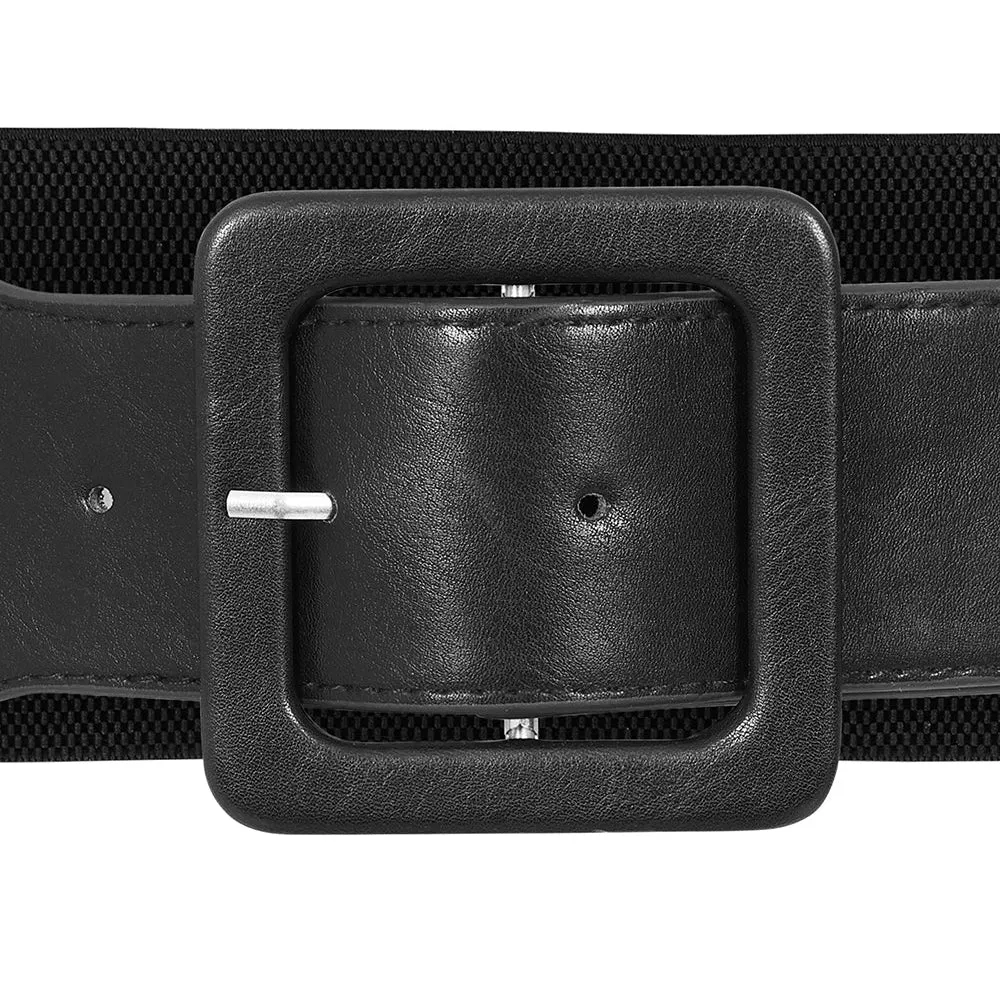 Faux Leather Stretch Belt by Banned Apparel in Black