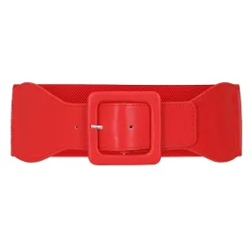 Faux Leather Stretch Belt by Banned Apparel in Red