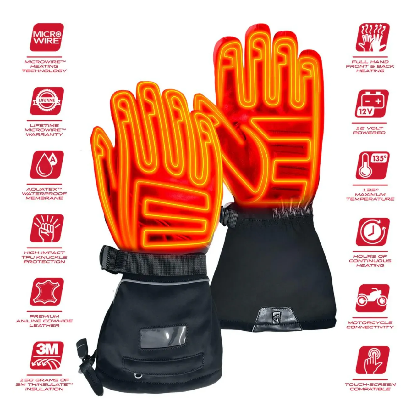 Gerbing GT5 Hybrid Heated Gloves for Men - 12V Motorcycle