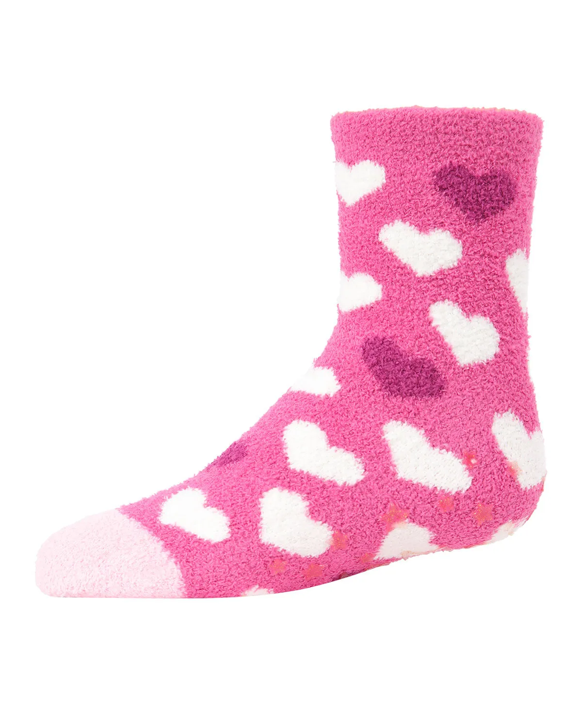 Girls' 2 Pair Pack Fuzzy Heart Non-Skid Socks