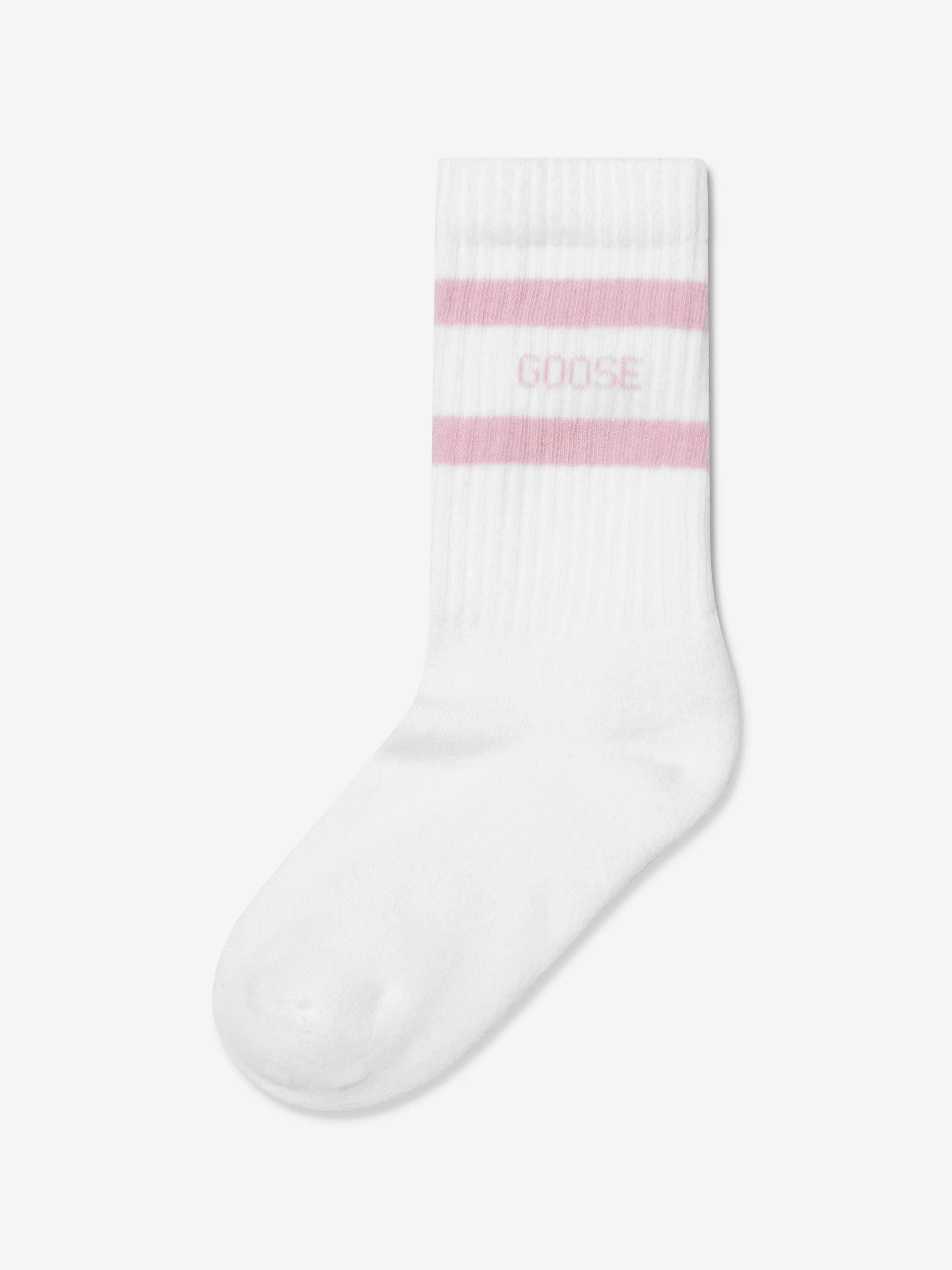 Golden Goose Girls High Rib Striped Socks in White