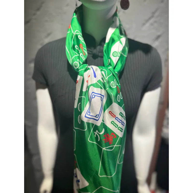 Green Mahjong Mix Silk Scarf