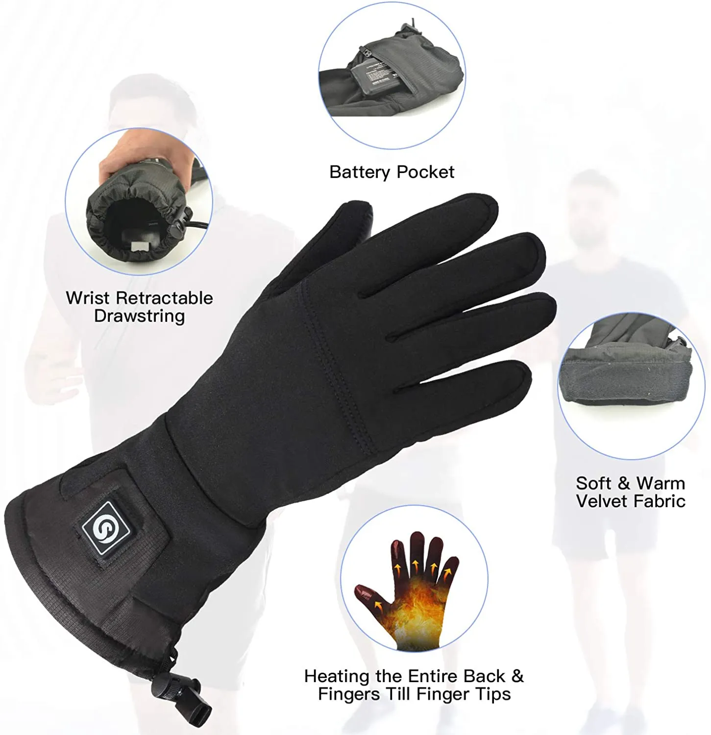 Heated Gloves - Lycra & Neoprene Material for Cold Weather