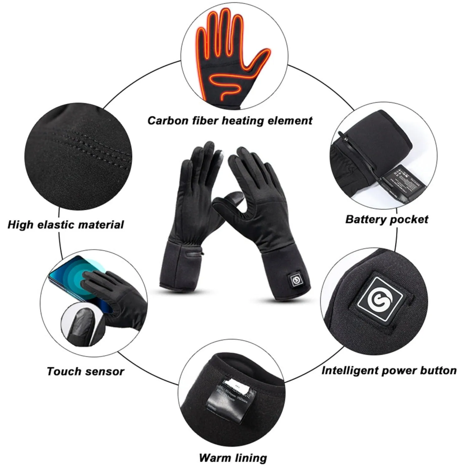 Heated Gloves - Touch Screen & Thermal Design for Winter Sports