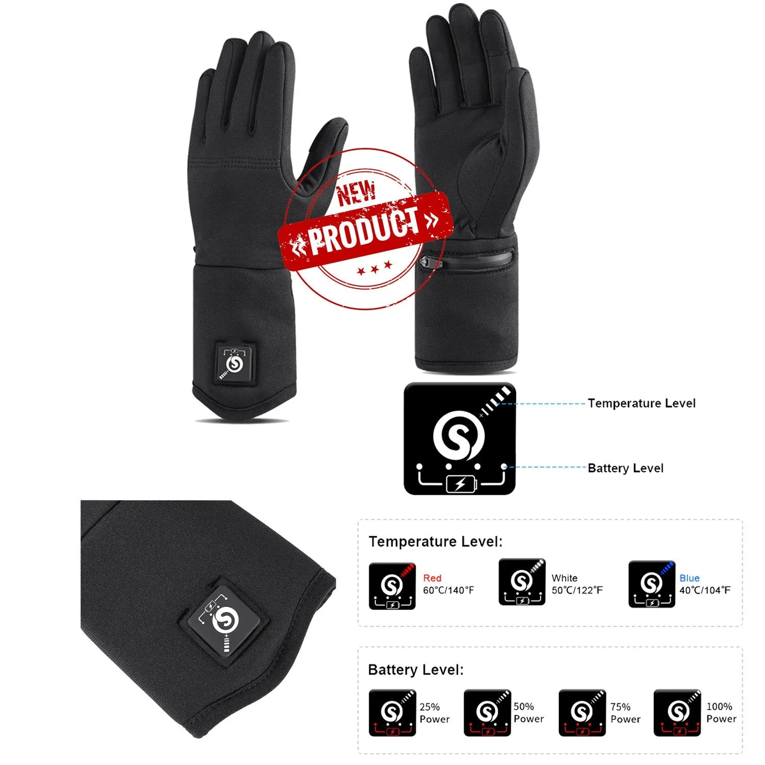 Heated Gloves - Touch Screen & Thermal Design for Winter Sports