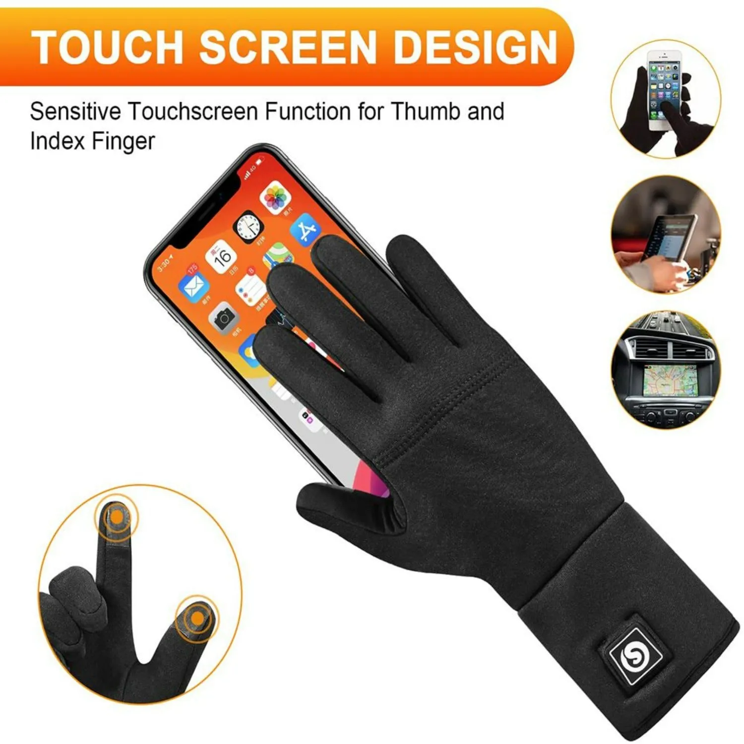 Heated Gloves - Touch Screen & Thermal Design for Winter Sports