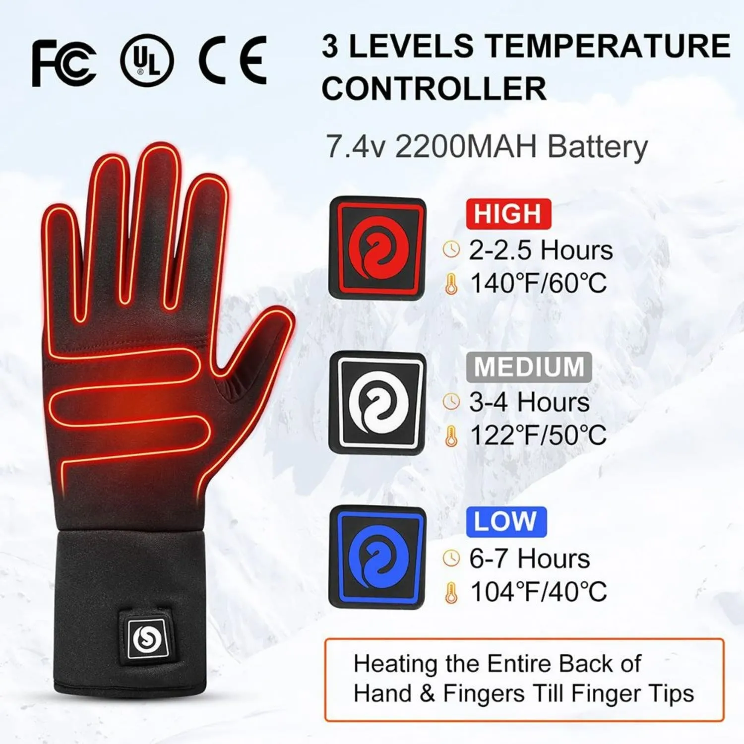 Heated Gloves - Touch Screen & Thermal Design for Winter Sports