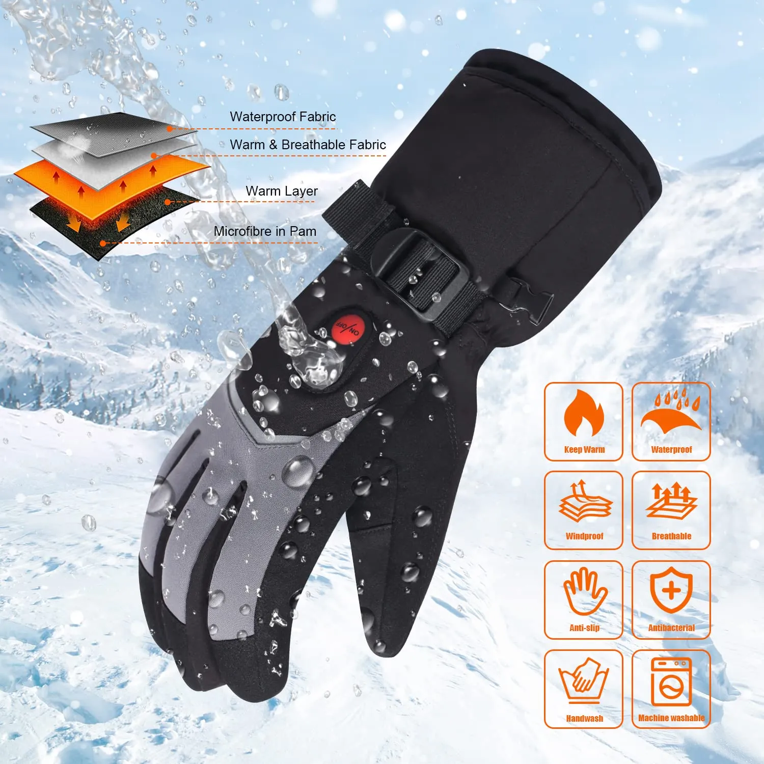 Heated Gloves - Touch Screen Design for Winter Warmth