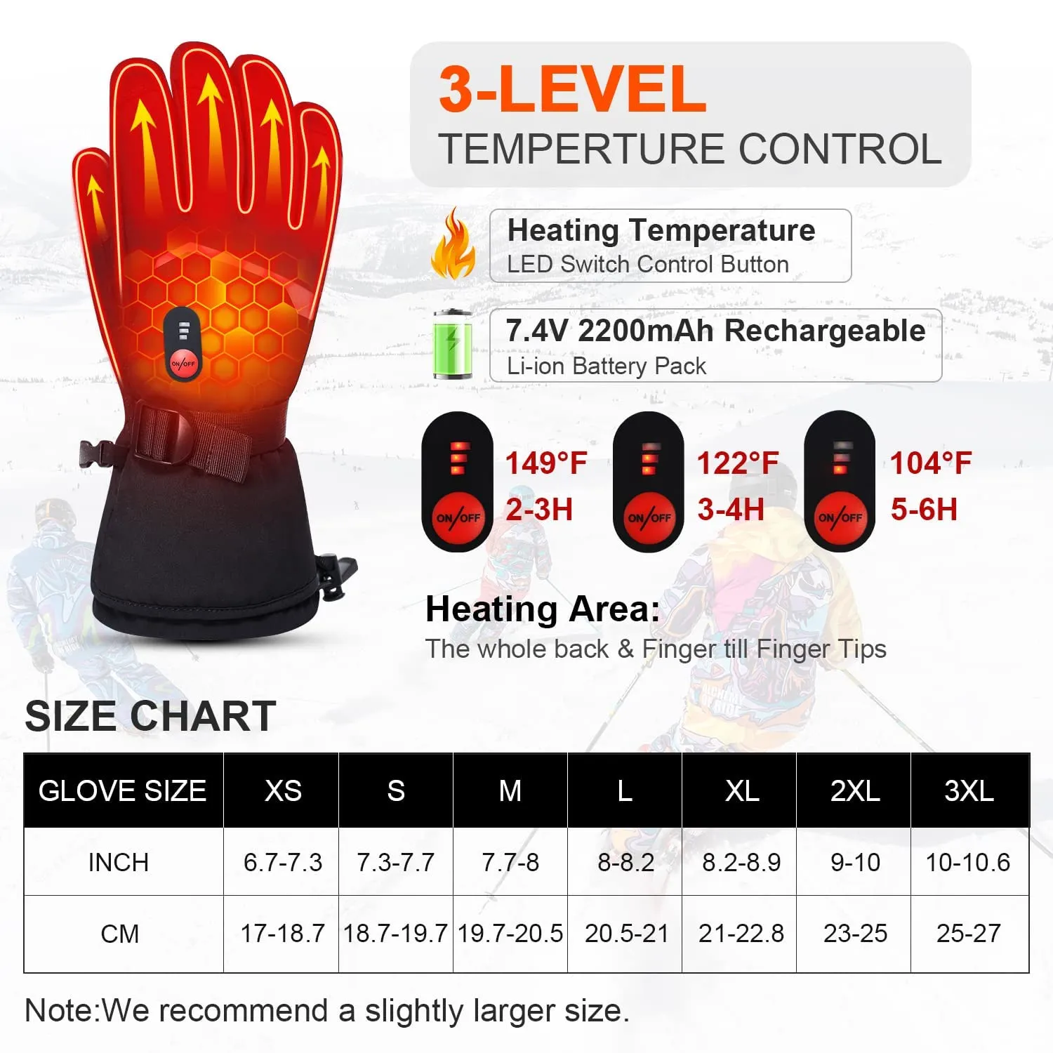 Heated Gloves - Touch Screen Design for Winter Warmth