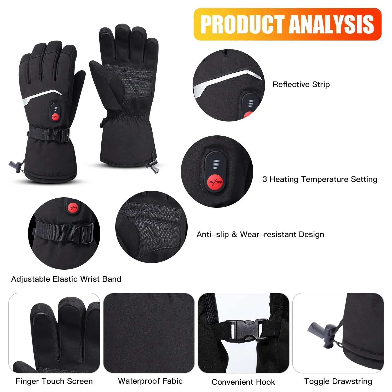 Heated Gloves - Touch Screen Design for Winter Warmth