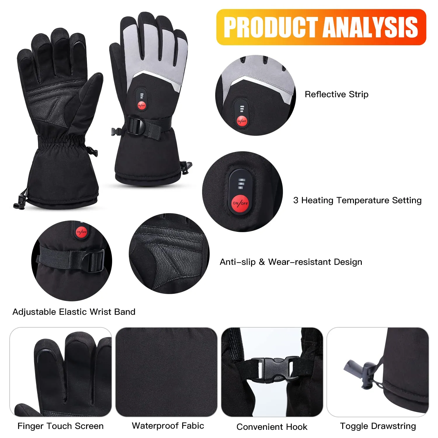 Heated Gloves - Touch Screen Design for Winter Warmth