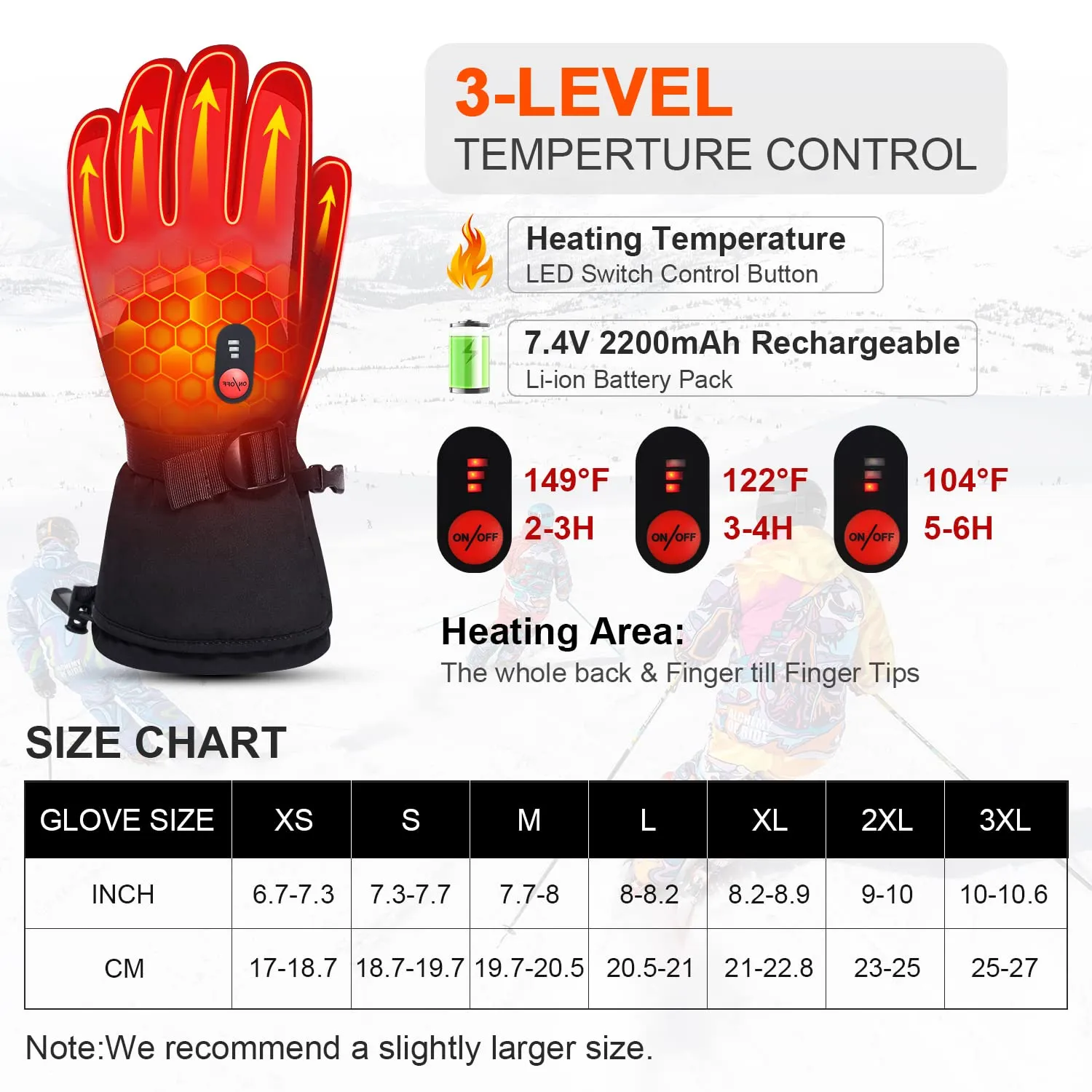 Heated Gloves - Touch Screen Design for Winter Warmth