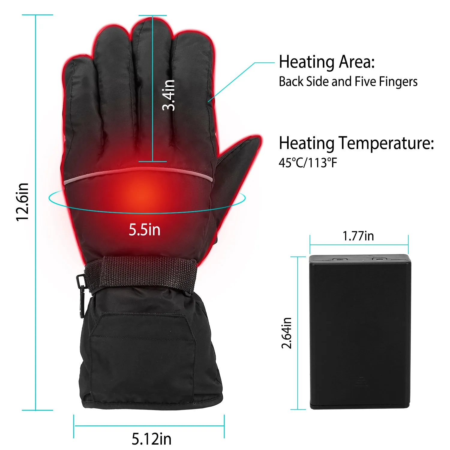 Heating Warm Gloves Battery Powered Heated Waterproof Gloves Unisex Electric Heated Gloves For Outdoor Sports Cycling Riding Skiing Skating Hiking Hunting