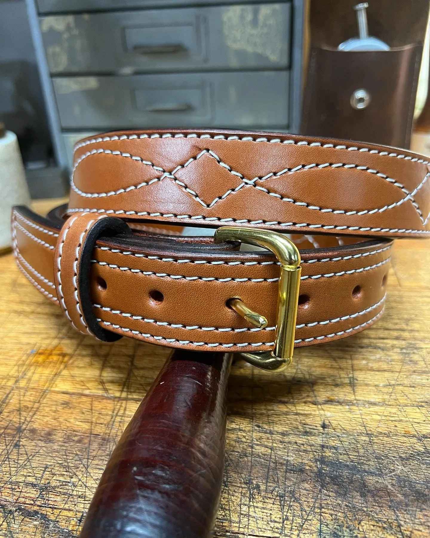 Heavy Duty Lined Everyday Belt/ Gunslinger Stitch Pattern