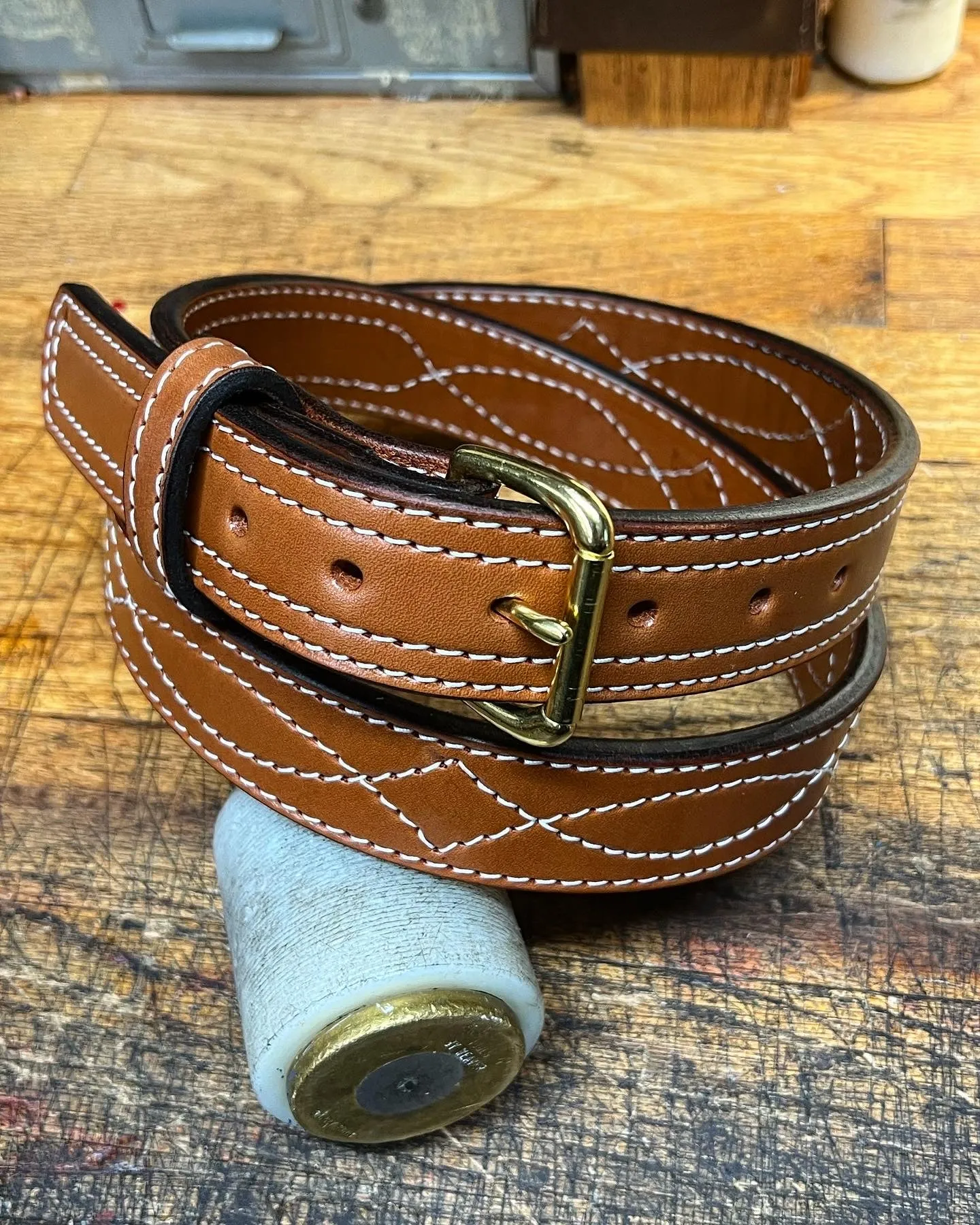 Heavy Duty Lined Everyday Belt/ Gunslinger Stitch Pattern