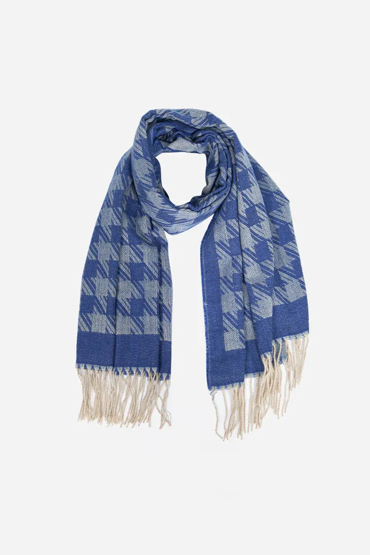 Houndstooth Blanket Scarf - Royal Blue