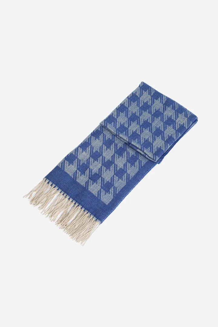 Houndstooth Blanket Scarf - Royal Blue