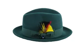 Hunter Green Brooks Trilby 100% Australian Wool Crushable Hat