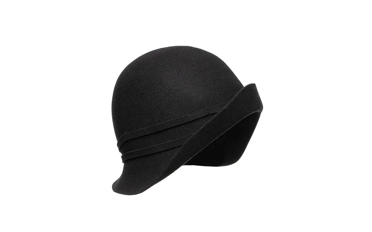 JOYCE WOOL CLOCHE HAT - BLACK